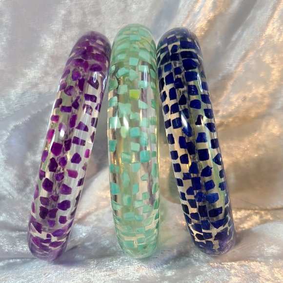 3 Lucite Bangle Bracelets - Picture 1 of 11